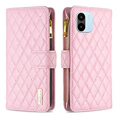 Leather Case Stands Flip Cover Holder B12F for Xiaomi Redmi A2 Plus Rose Gold