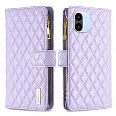 Leather Case Stands Flip Cover Holder B12F for Xiaomi Redmi A2 Purple