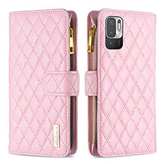 Leather Case Stands Flip Cover Holder B12F for Xiaomi Redmi Note 11 SE 5G Rose Gold