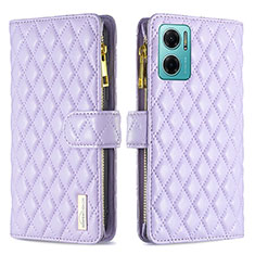 Leather Case Stands Flip Cover Holder B12F for Xiaomi Redmi Note 11E 5G Purple