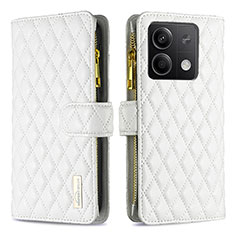 Leather Case Stands Flip Cover Holder B12F for Xiaomi Redmi Note 13 5G White