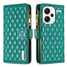 Leather Case Stands Flip Cover Holder B12F for Xiaomi Redmi Note 13 Pro+ Plus 5G Green