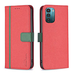 Leather Case Stands Flip Cover Holder B13F for Nokia G11 Red