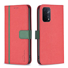 Leather Case Stands Flip Cover Holder B13F for OnePlus Nord N200 5G Red