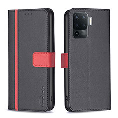 Leather Case Stands Flip Cover Holder B13F for Oppo A94 4G Black
