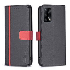 Leather Case Stands Flip Cover Holder B13F for Oppo A95 4G Black