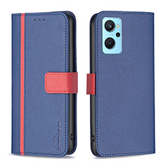 Leather Case Stands Flip Cover Holder B13F for Oppo A96 4G Blue