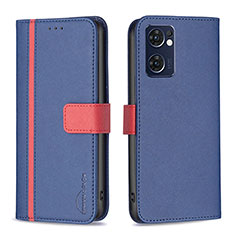 Leather Case Stands Flip Cover Holder B13F for Oppo Reno7 5G Blue
