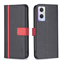 Leather Case Stands Flip Cover Holder B13F for Oppo Reno7 Lite 5G Black