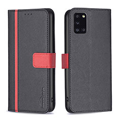 Leather Case Stands Flip Cover Holder B13F for Samsung Galaxy A31 Black