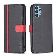 Leather Case Stands Flip Cover Holder B13F for Samsung Galaxy A32 5G Black