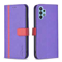 Leather Case Stands Flip Cover Holder B13F for Samsung Galaxy A32 5G Purple