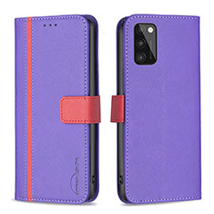 Leather Case Stands Flip Cover Holder B13F for Samsung Galaxy A41 Purple