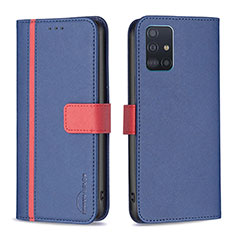 Leather Case Stands Flip Cover Holder B13F for Samsung Galaxy A51 4G Blue