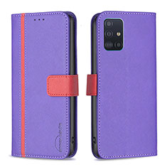 Leather Case Stands Flip Cover Holder B13F for Samsung Galaxy A51 5G Purple