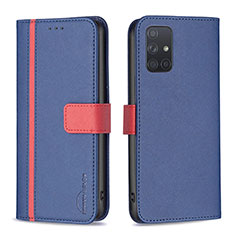 Leather Case Stands Flip Cover Holder B13F for Samsung Galaxy A71 5G Blue
