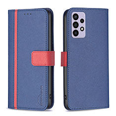 Leather Case Stands Flip Cover Holder B13F for Samsung Galaxy A72 5G Blue