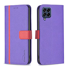 Leather Case Stands Flip Cover Holder B13F for Samsung Galaxy M53 5G Purple