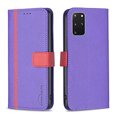 Leather Case Stands Flip Cover Holder B13F for Samsung Galaxy S20 Plus 5G Purple