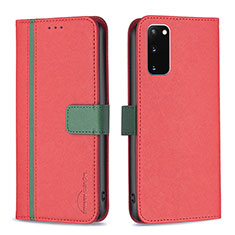 Leather Case Stands Flip Cover Holder B13F for Samsung Galaxy S20 Red