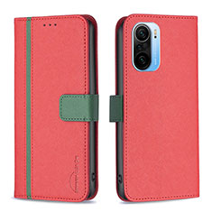 Leather Case Stands Flip Cover Holder B13F for Xiaomi Mi 11X 5G Red