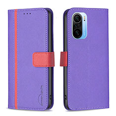 Leather Case Stands Flip Cover Holder B13F for Xiaomi Mi 11X Pro 5G Purple