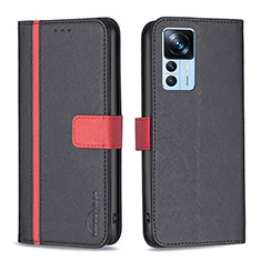 Leather Case Stands Flip Cover Holder B13F for Xiaomi Mi 12T Pro 5G Black
