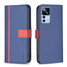 Leather Case Stands Flip Cover Holder B13F for Xiaomi Mi 12T Pro 5G Blue