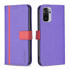 Leather Case Stands Flip Cover Holder B13F for Xiaomi Poco M5S Purple
