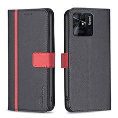 Leather Case Stands Flip Cover Holder B13F for Xiaomi Redmi 10 Power Black