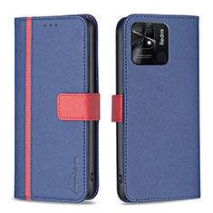 Leather Case Stands Flip Cover Holder B13F for Xiaomi Redmi 10 Power Blue