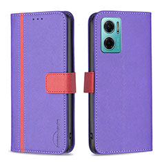 Leather Case Stands Flip Cover Holder B13F for Xiaomi Redmi 10 Prime Plus 5G Purple