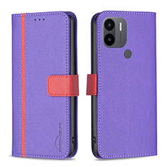 Leather Case Stands Flip Cover Holder B13F for Xiaomi Redmi A1 Plus Purple