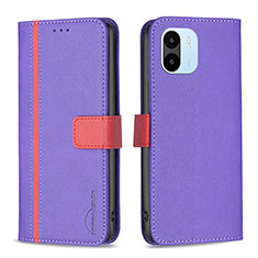 Leather Case Stands Flip Cover Holder B13F for Xiaomi Redmi A1 Purple