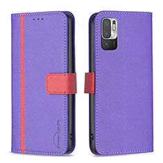 Leather Case Stands Flip Cover Holder B13F for Xiaomi Redmi Note 11 SE 5G Purple