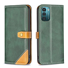 Leather Case Stands Flip Cover Holder B14F for Nokia G11 Green