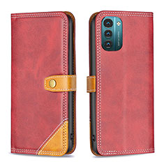 Leather Case Stands Flip Cover Holder B14F for Nokia G11 Red