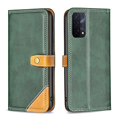 Leather Case Stands Flip Cover Holder B14F for OnePlus Nord N200 5G Green