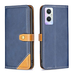 Leather Case Stands Flip Cover Holder B14F for Oppo F21s Pro 5G Blue
