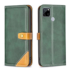 Leather Case Stands Flip Cover Holder B14F for Realme 7i RMX2193 Green