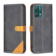 Leather Case Stands Flip Cover Holder B14F for Realme 9 5G Black