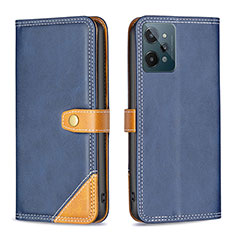 Leather Case Stands Flip Cover Holder B14F for Realme C31 Blue