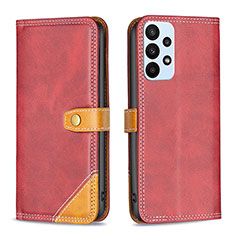 Leather Case Stands Flip Cover Holder B14F for Samsung Galaxy A23 5G Red