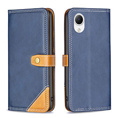 Leather Case Stands Flip Cover Holder B14F for Samsung Galaxy A23s Blue