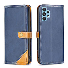 Leather Case Stands Flip Cover Holder B14F for Samsung Galaxy A32 4G Blue