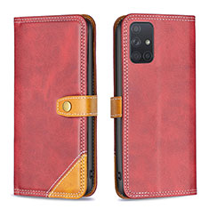 Leather Case Stands Flip Cover Holder B14F for Samsung Galaxy A71 5G Red