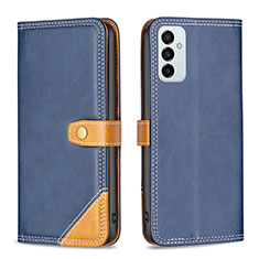Leather Case Stands Flip Cover Holder B14F for Samsung Galaxy F23 5G Blue
