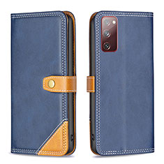 Leather Case Stands Flip Cover Holder B14F for Samsung Galaxy S20 FE (2022) 5G Blue