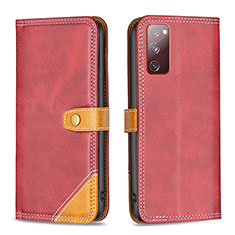 Leather Case Stands Flip Cover Holder B14F for Samsung Galaxy S20 FE (2022) 5G Red