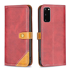 Leather Case Stands Flip Cover Holder B14F for Samsung Galaxy S20 Red